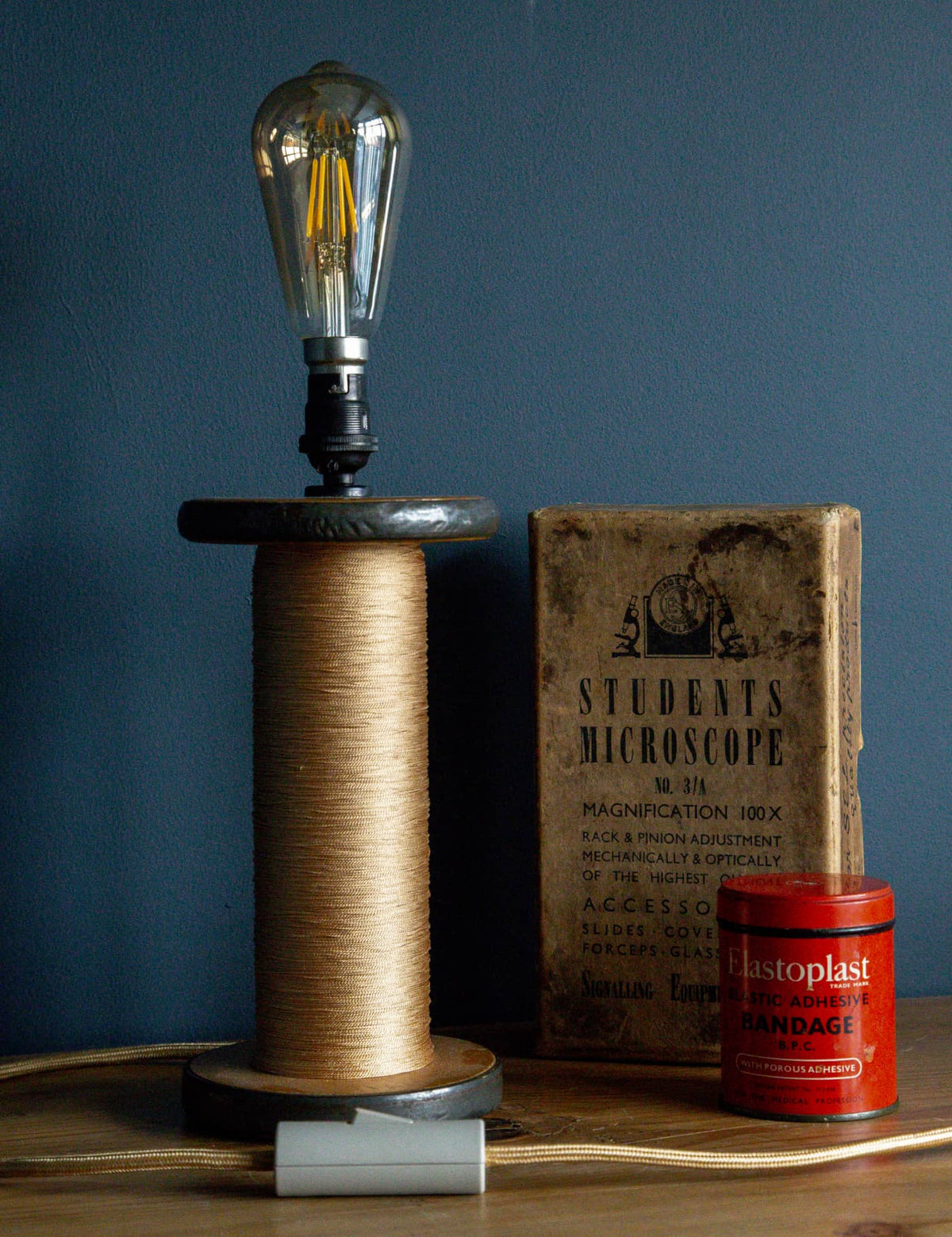 The French Weaver - handmade textile mill bobbin lamp